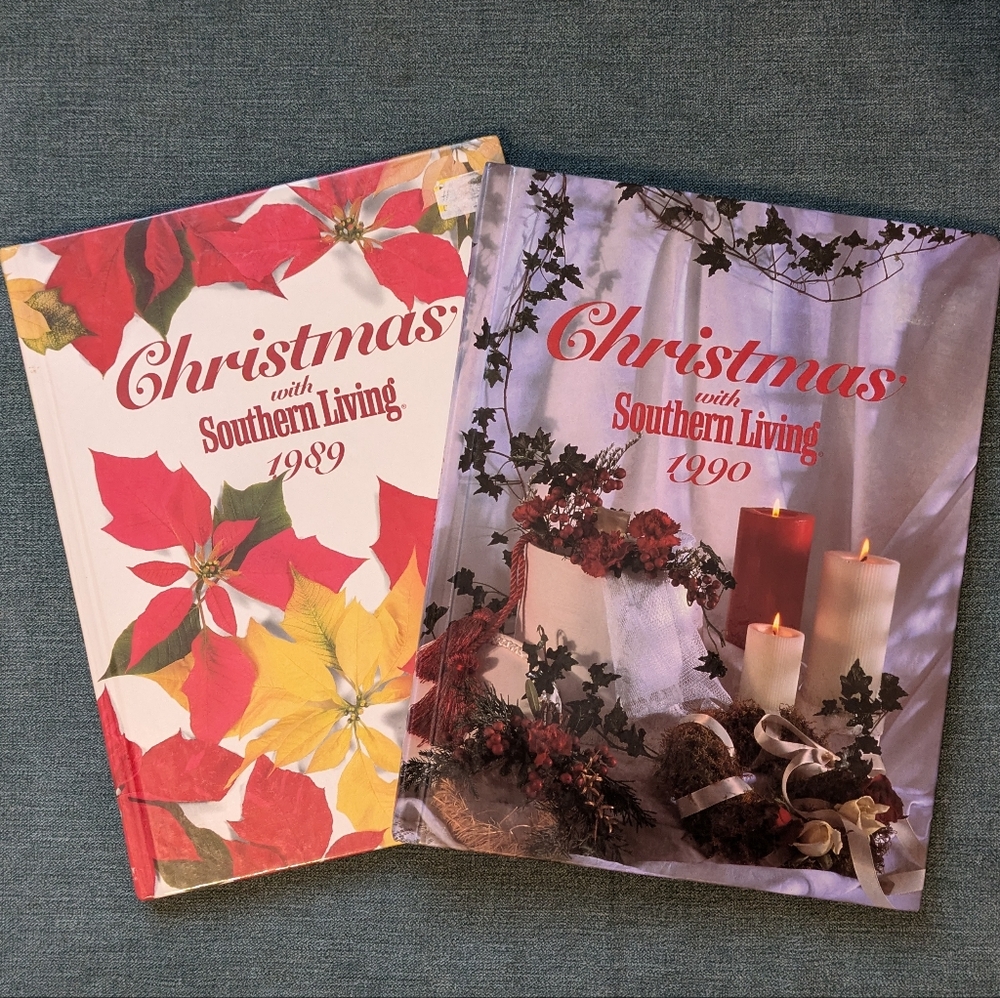 Lot of 2 Christmas with Southern Living Books 1989 1990 Cookbook Crafts Decor